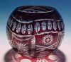 Ruby Red / Cranberry BOHEMIAN Cut to Clear Rose Bowl A2204
