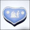 Wedgwood Jasperware Large Heart Box Pale Blue "The Three Graces" (c. 1971)