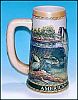 Vintage American Angler Series "Large Mouth Bass" Beer Stein Mug The Carolina Collection / Ceramarte Brazil