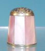 Vintage Pink & White Mother of Pearl Collectible Sewing Thimble Handmade MEXICO A2234