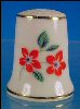 Vintage HOLLOHAZA Porcelain Bone China Collectible Thimble RED FLOWERS Made in Hungary A2248