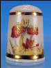 Vintage CHO-KIN Porcelain Thimble KIYOMASA JAPAN Irises & Butterflies A2249