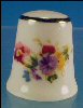 Vintage REUTTER Porcelain China Thimble FLORAL BOUQUET Porzellan W. Germany