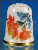 Vintage CAVERSWALL England Porcelain THIMBLE Artist Signed Orange & Blue Florals A2253