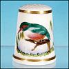 ROYAL WORCESTER Fine Bone China Thimble  TEAL BLUE & RED BIRD Made in England SIGNED