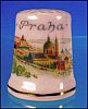Vintage KARLOVARSKY Porcelain "PRAHA" Czech Republic / CHODOV Hand Painted Thimble PINK PORCELAIN A2276