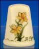 Vintage Hand-Painted Bisque China Thimble YELLOW DAFFODILS Signed M. Stines A2277