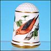 Limited Edition Porcelain Thimble SCARLET TANAGER / Franklin Porcelain / GARDEN BIRDS / Peter Barrett