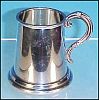 Vintage SHEFFIELD, ENGLAND Pewter Glass Bottom Child's Stein Mug "ALL GONE"