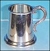 Vintage SHEFFIELD, ENGLAND Pewter Glass Bottom Child's Stein Mug "ALL GONE"