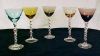Vintage Colored Crystal Glass TALL WINE Glasses/Goblets Twisted Stems Hand-Blown Set of Five (5)