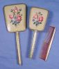 Vintage ENGLISH Vanity Dresser Boudoir Ladies Set 3 Piece Made in England Hair Brush, Hand Mirror & Comb - Made in England A2443