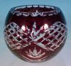 Ruby Red/Cranberry BOHEMIAN Cut to Clear Crystal Glass ROSE BOWL 