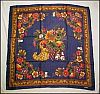 Vintage BILL BLASS 100% Silk Women's Scarf - Navy Blue Silk Cornucopia