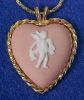 Vintage WEDGWOOD Pink JASPERWARE Heart Shaped Necklace Pendant Cupid