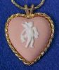 Vintage WEDGWOOD Pink JASPERWARE Heart Shaped Necklace Pendant Cupid
