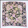 Vintage LIZ CLAIBORNE Silk Scarf Dusty Pink & Gold Roses on Black Background A2625