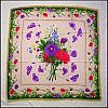 Vintage LIZ CLAIBORNE Floral Bouquet Purple Pansy Silk Scarf