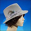 GEO. W. BOLLMAN & CO. DOESKIN 100% Wool Felt Ladies Women's Fedora Hat with Feathers U.S.A. Light Blue A2646