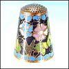 Vintage FLORAL ENAMEL CLOISONNE Collectible Sewing Thimble Blue & Pink$20.00