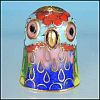 Vintage FIGURAL OWL Cloisonne Enamel Thimble Collectible A2658