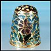 Vintage STAINED GLASS Flower Cloisonne Enamel Collectible Thimble Iridescent 