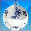 Vintage ROYAL WORCESTER "Blue Sprays" Ribbed & Footed Tea Cup (Teacup) & Saucer Set