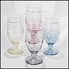 Vintage ITALIAN CRYSTAL Jewel Color Engraved WATER WINE GLASS Stemware Set of Four (4) ITALY