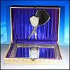 Vintage BURNES OF BOSTON Vanity Dresser Boudoir Set Silver Plate 5 Piece Set Vanity Table Mirror, Hand Mirror, Brush and Lidded Glass Powder Jar