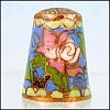 Vintage CLOISONNE FLORAL ENAMEL Collectible Thimble ASIAN PINK CARNATION