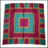 Vintage ELLEN TRACY Square Geometric Silk Jacquard Scarf or Wrap 35" Square Jewel Colors