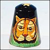 Vintage Hand-Painted Collectible BENGAL TIGER WOOD THIMBLE India