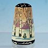 Vintage Russian Hand-Painted BIRCH TREES IN WINTER Collectible Wood Thimble A2722