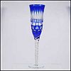 Individual Vintage Cobalt Blue Cased Cut to Clear Bohemian Czech Champagne Flute