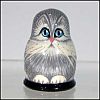 Hand-Painted Figural Wood Otter or Seal Thimble Russia Signed