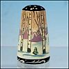 Vintage RUSSIAN Hand-Painted BIRCH TREES IN WINTER Collectible Wood Thimble