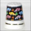 Vintage Collectible Porcelain China Souvenir Thimble Texas, Armadillos, Cacti & Chili PeppersA2763