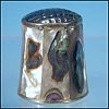 Vintage Mexican Alpaca Silver & Abalone Inlay Thimble Collectible