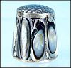 Mexican Alpaca Silver & Blue Green Abalone Inlay Thimble Collectible