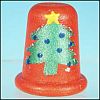 Vintage Wooden Thimble Hand-Painted Christmas Tree Signed A2780
