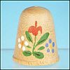 Vintage Italian Olive Wood Hand Painted Floral Thimble Made in Italy