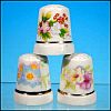 Collection of Three (3) Porcelain China FLORAL Thimbles "Flower Pot" Shaped - Unidentified Maker