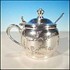 Antique PAIRPOINT Quadruple Silver Plate Mustard Pot Jar & Rogers Bros. Spoon Set