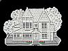 Vintage Heritage White Lace Doily Victorian House Cross Stitch Colorful Flowers 20" x 13"