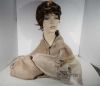 Vintage Fine Wool Ladies Taupe Paisley Fringe Wrap or Shawl  89" x 44"