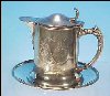 Antique Quadruple Silverplate Creamer Syrup Pitcher Saucer Tray Van Bergh Silver Plate Company #12