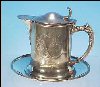 Antique Quadruple Silverplate Creamer Syrup Pitcher Saucer Tray Van Bergh Silver Plate Company #12