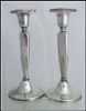 Vintage Art Deco Silverplate Tall Candlesticks Pair Silver Plate