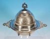 Antique EMPIRE SILVER Quadruple Silverplate Silver Plate Covered Butter Dish A686