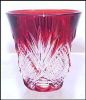 French Ruby Red Cut to Clear 24% Lead Crystal Shot Glass 